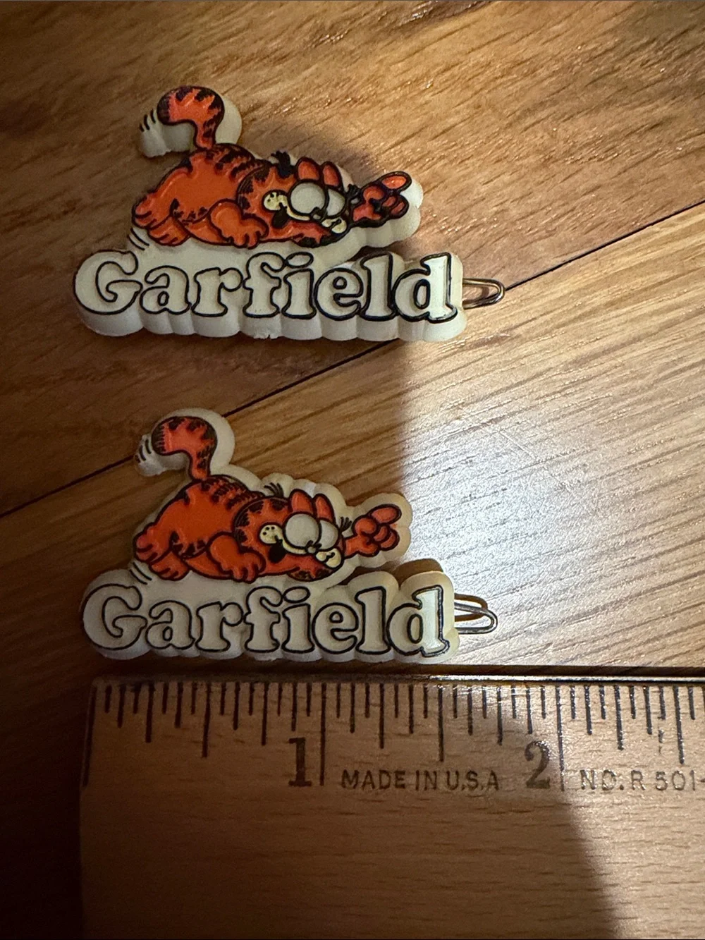 Vintage Garfield Hair Barrettes Clips – Matching Pair Retro Cat Accessories